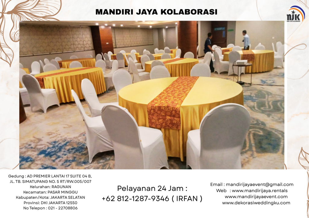 Jasa Sewa Meja Bundar Set Kursi Susun Putih Area BSD