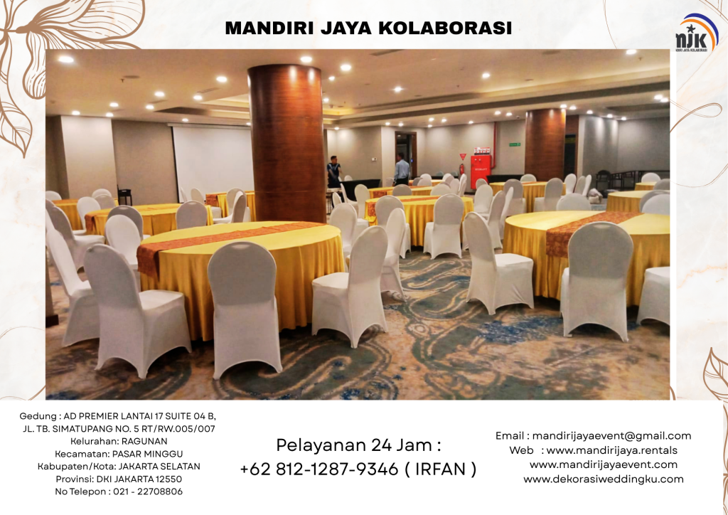 Jasa Sewa Meja Bundar Set Kursi Susun Putih Area BSD