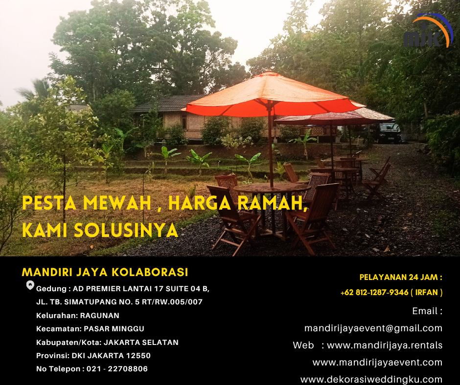 Rental Tenda parasol Set Meja Kursi Kayu Sentul Bogor