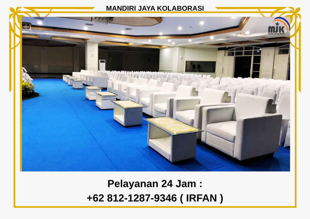 Sewa Karpet Jalan Biru, Sofa Kotak, Meja VIP Kaca Area Jakarta