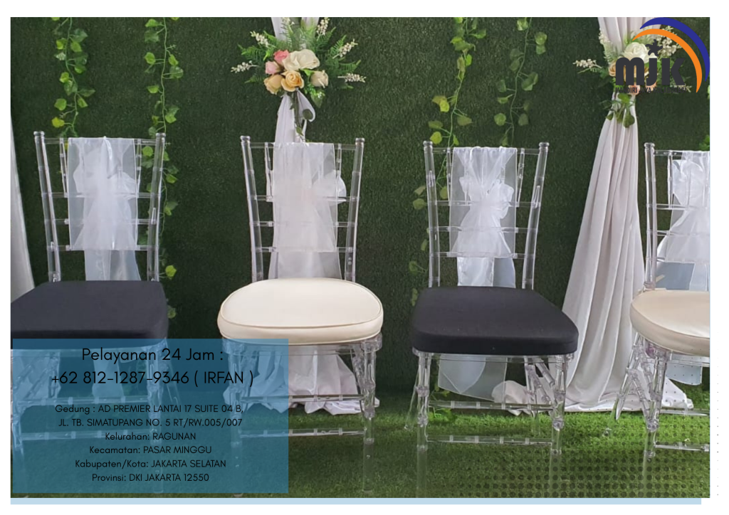 Sewa Kursi Tiffany Kerangka Kayu Dan Acrylic Bening Jakarta