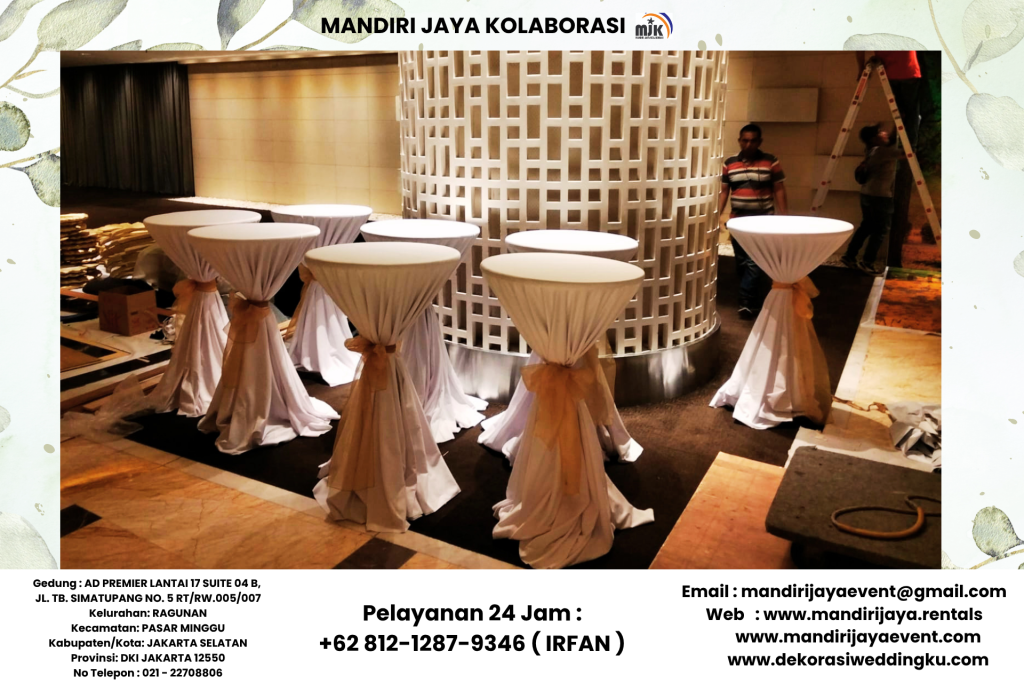 Sewa Meja Kaca, Meja Barstool Siap Setting Area Thamrin Jakarta