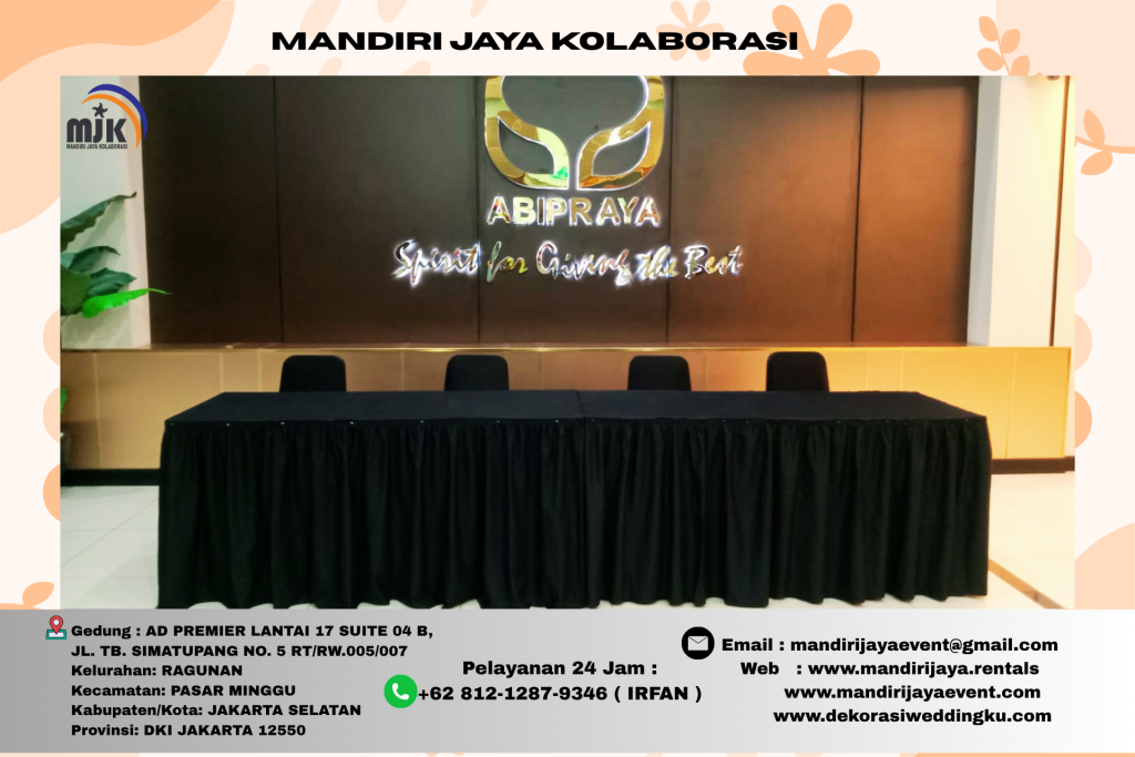 Sewa Meja Kotak Cover Hitam Elegan Daerah Jakarta Selatan