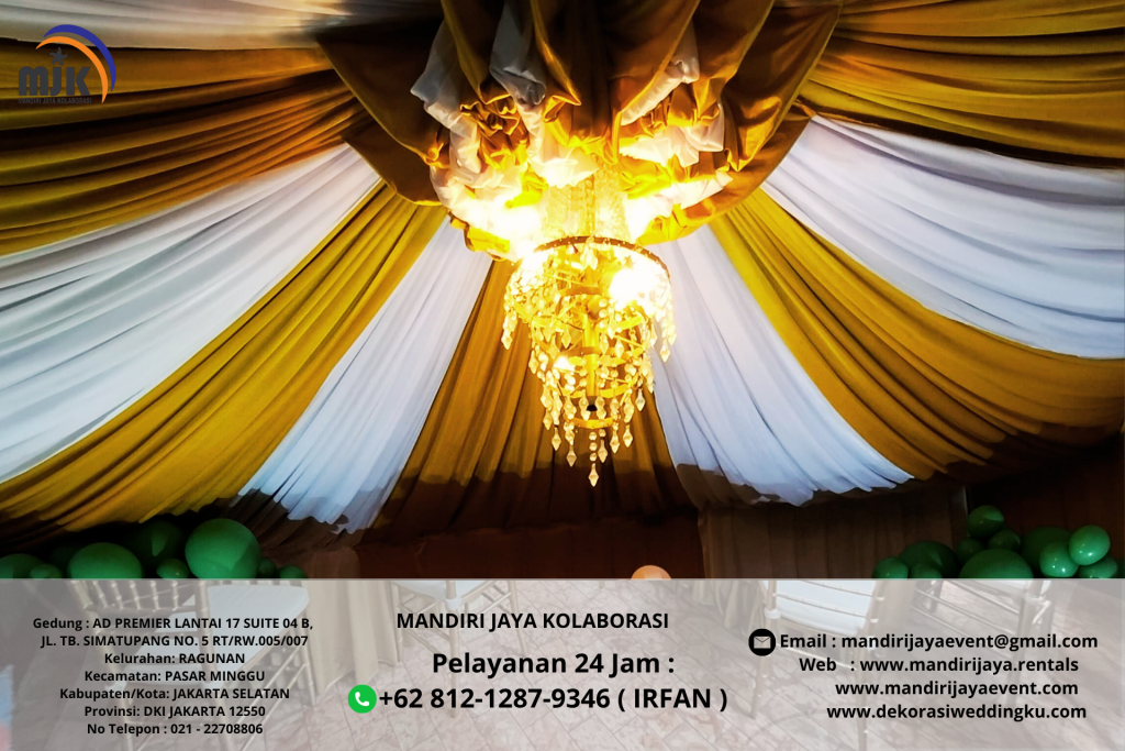 Sewa Tenda Konvensional Dekorasi Balon Kain Putih Emas Jakarta