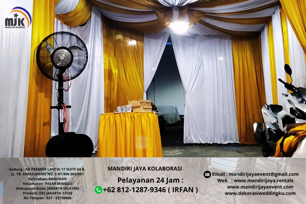 Sewa Tenda Konvensional Dekorasi Balon Kain Putih Emas Jakarta