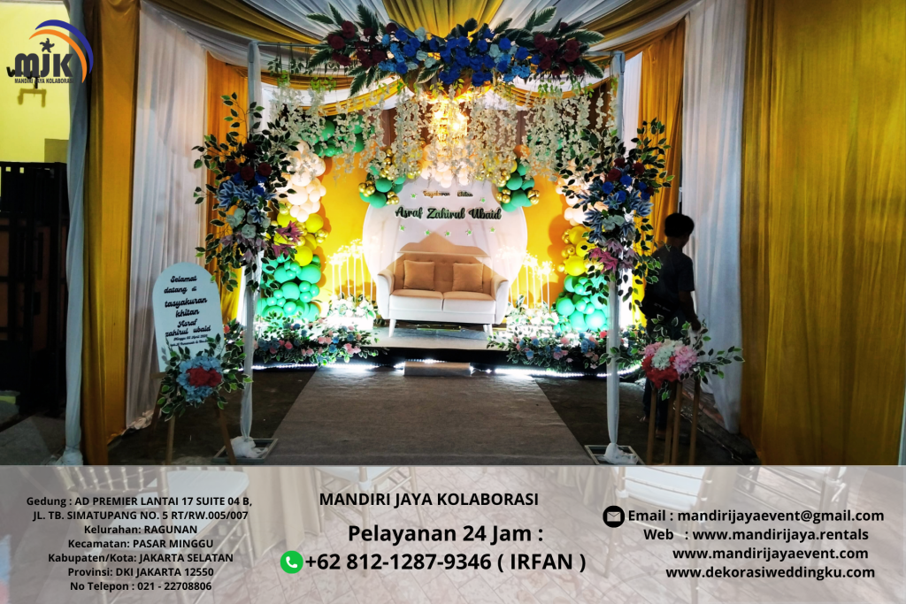 Sewa Tenda Konvensional Dekorasi Balon Kain Putih Emas Jakarta