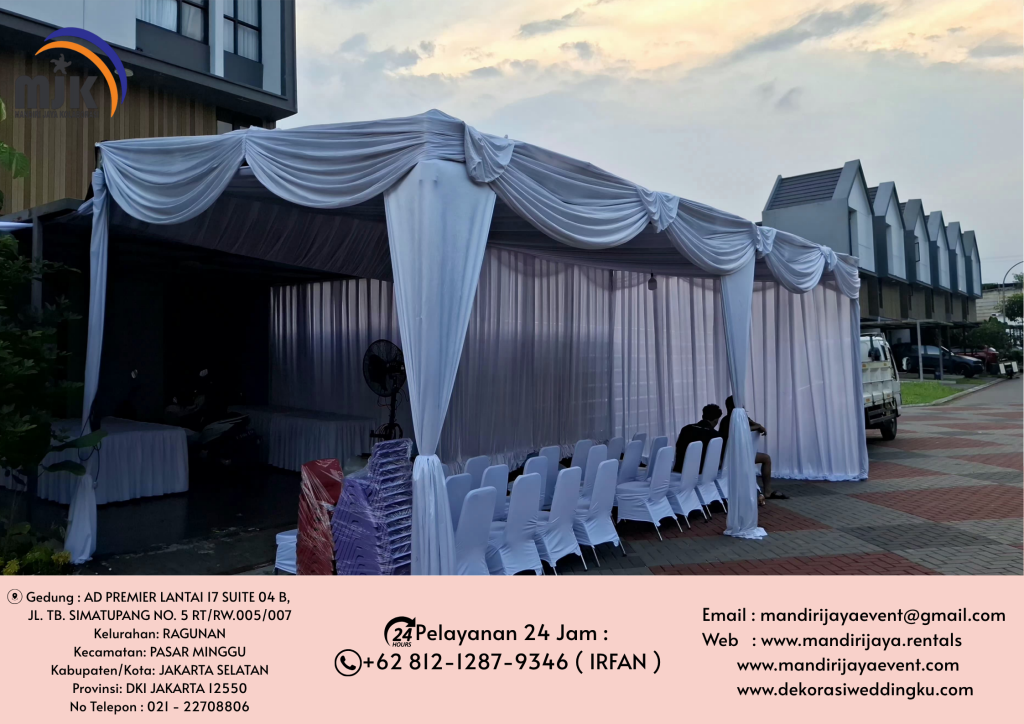 Sewa Tenda Serut Kain rempel Putih Depok