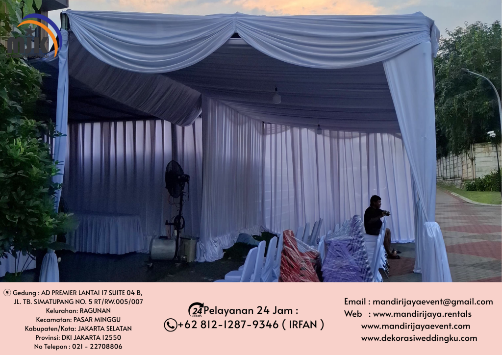 Sewa Tenda Serut Kain rempel Putih Depok