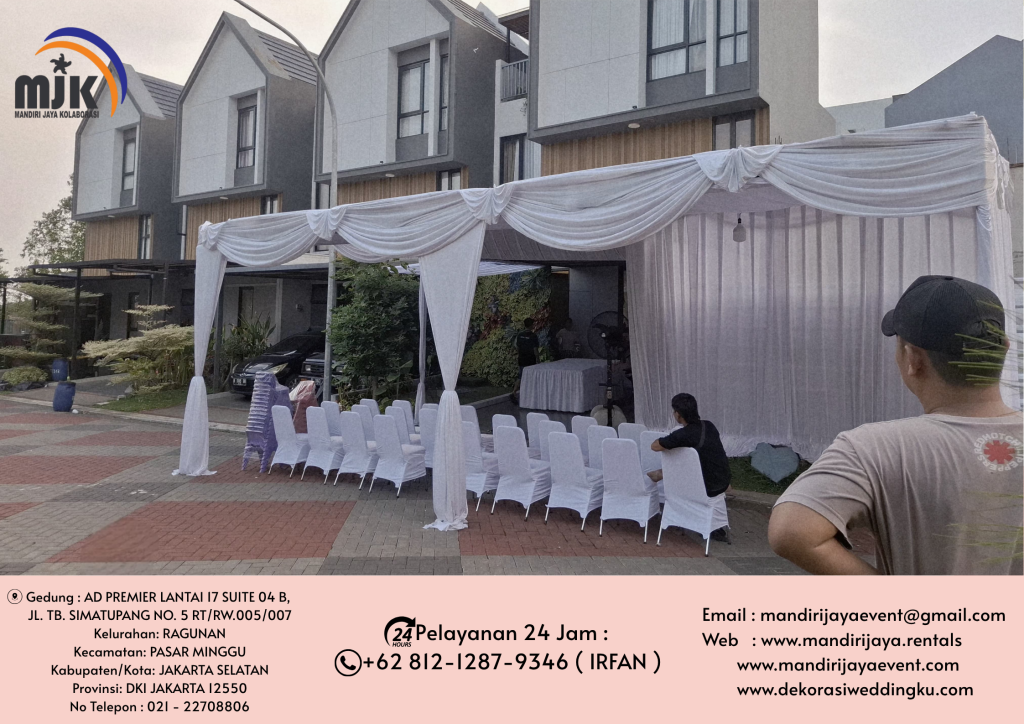 Sewa Tenda Serut Kain rempel Putih Depok