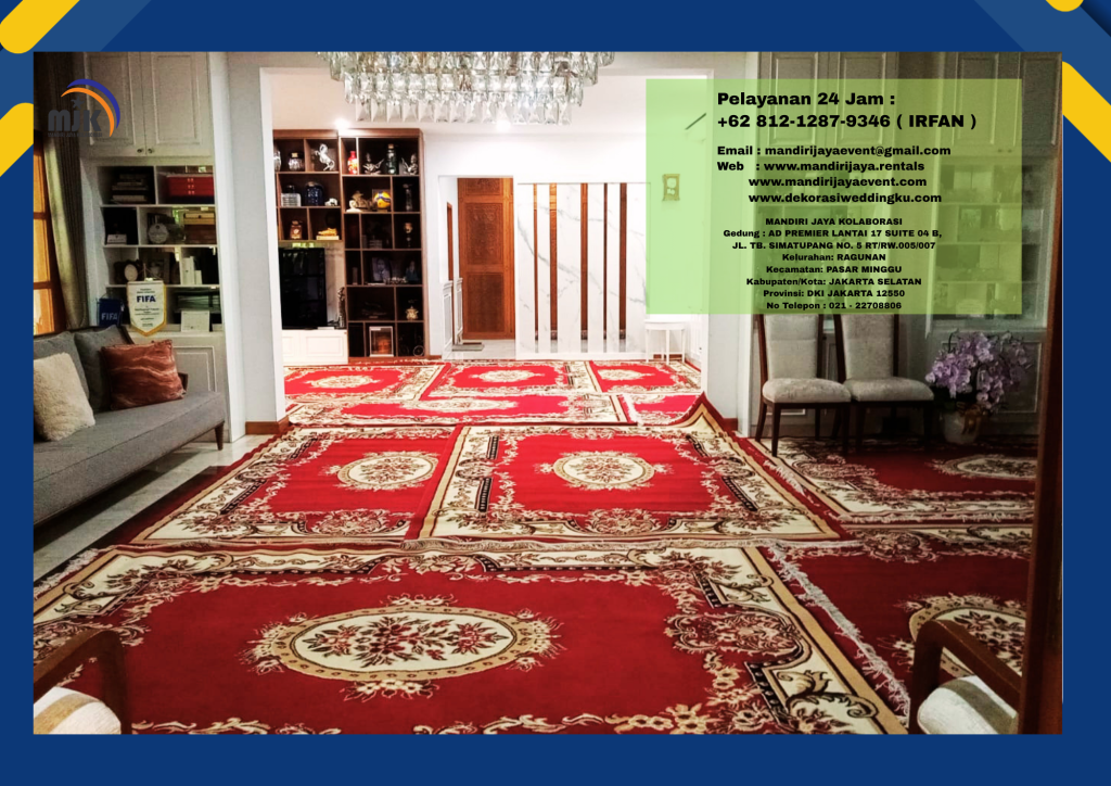 Sewa karpet Permadani Merah,Bantalan Duduk Event Perum Cilandak Jakarta