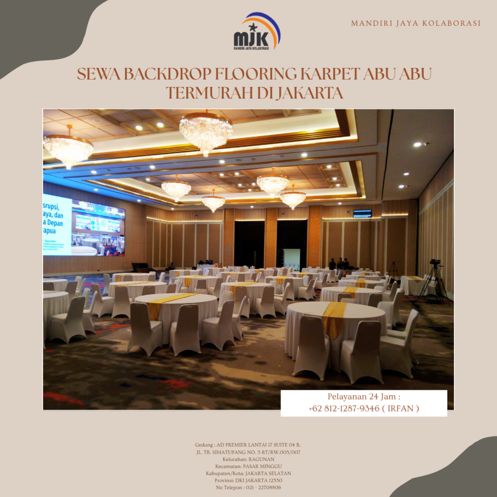 Sewa Meja Bulat Cover Skirting Putih Pita Gold,Kursi Area Karawang
