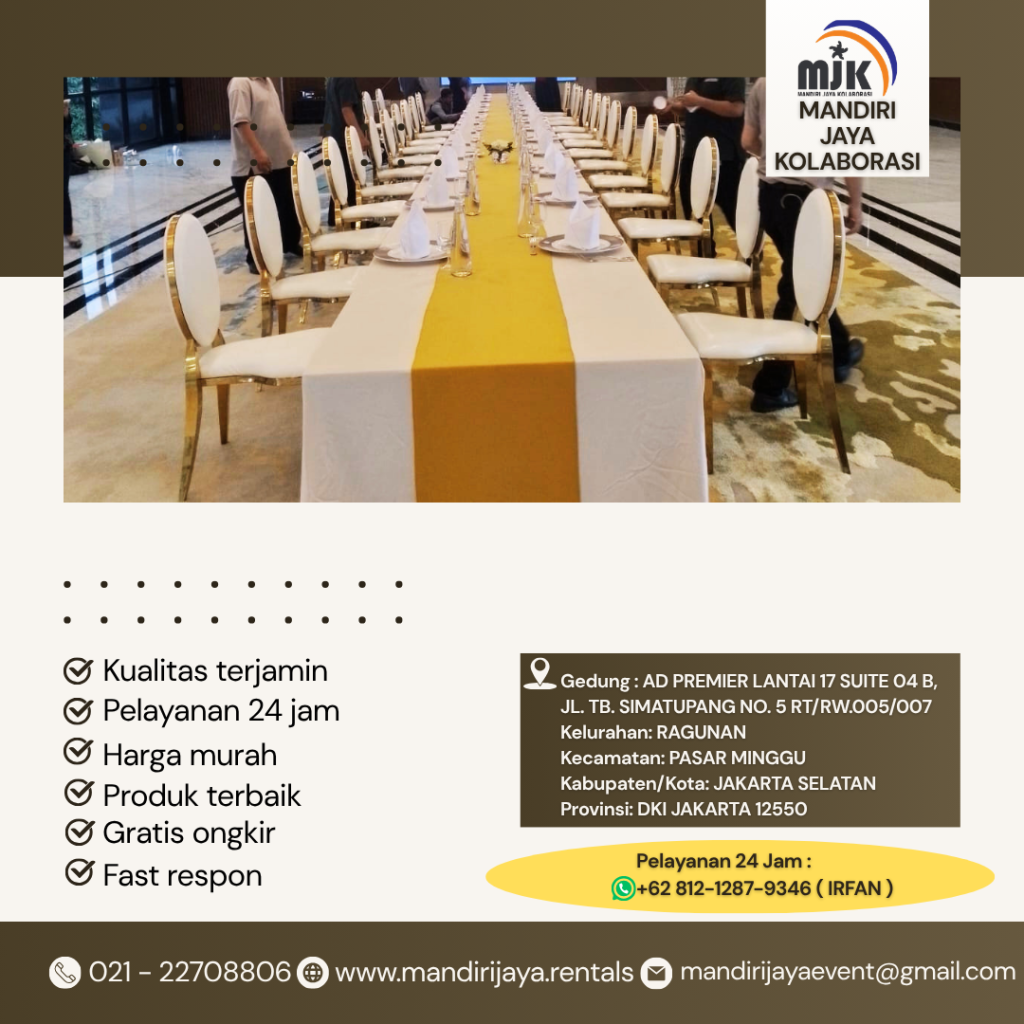Sewa Meja Panjang Cover Tebar Putih Jakarta