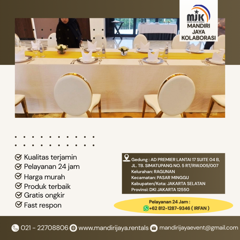 Sewa Meja Panjang Cover Tebar Putih Jakarta