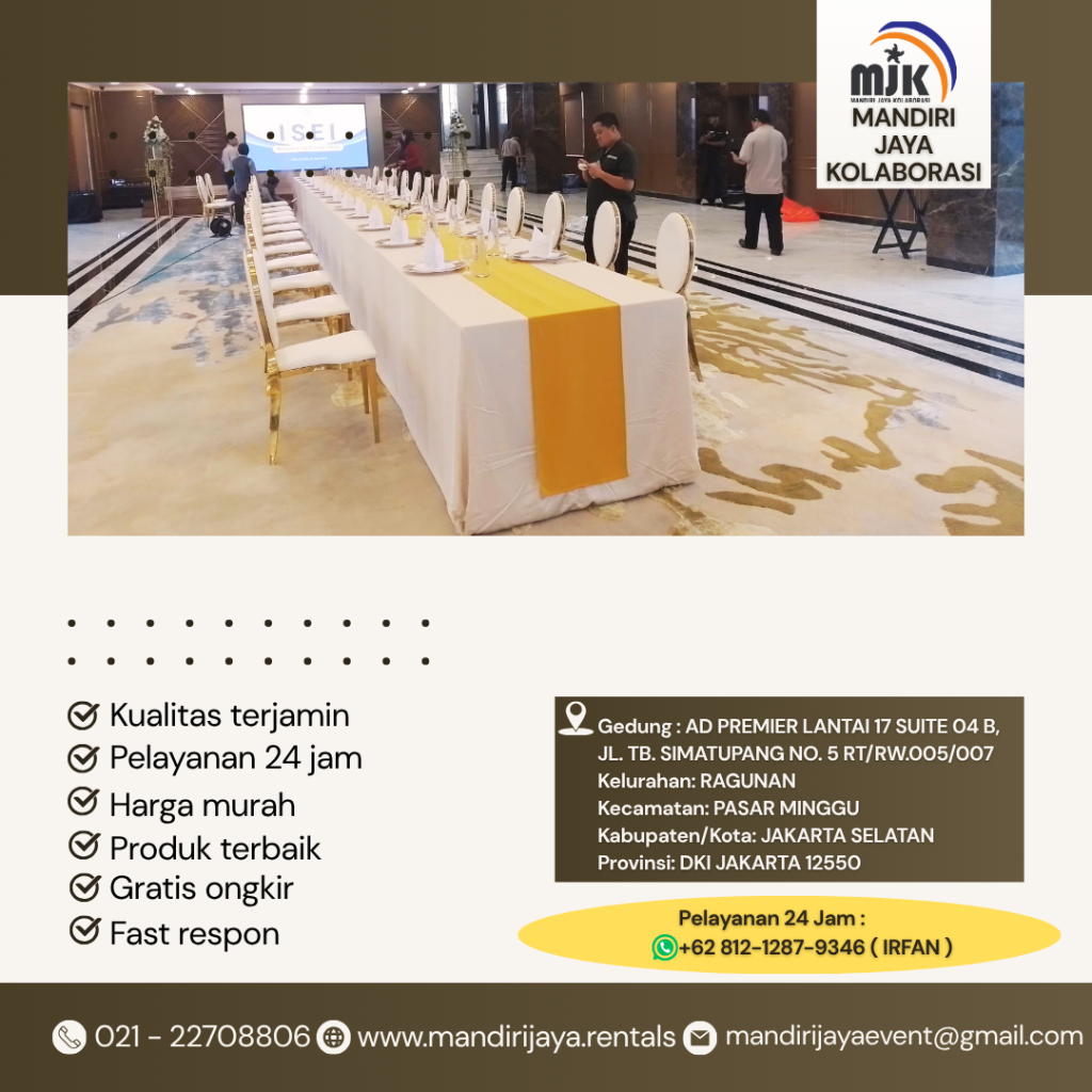 Sewa Meja Panjang Cover Tebar Putih Jakarta