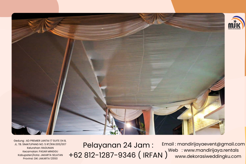 Sewa Tenda PLafon Skirting Putih,Krusi Futura Polos Area Bogor
