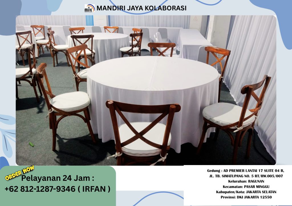 Sewa tenda Roder,Cross Back chairs event Seskoad bandung
