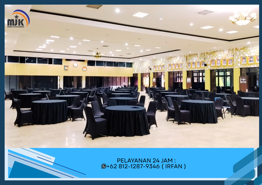Rental Round Tabale Skirting Hitam,Kursi Cover Hitam Jakarta