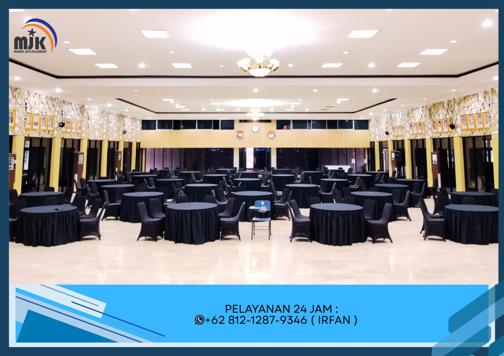 Rental Round Tabale Skirting Hitam,Kursi Cover Hitam Jakarta