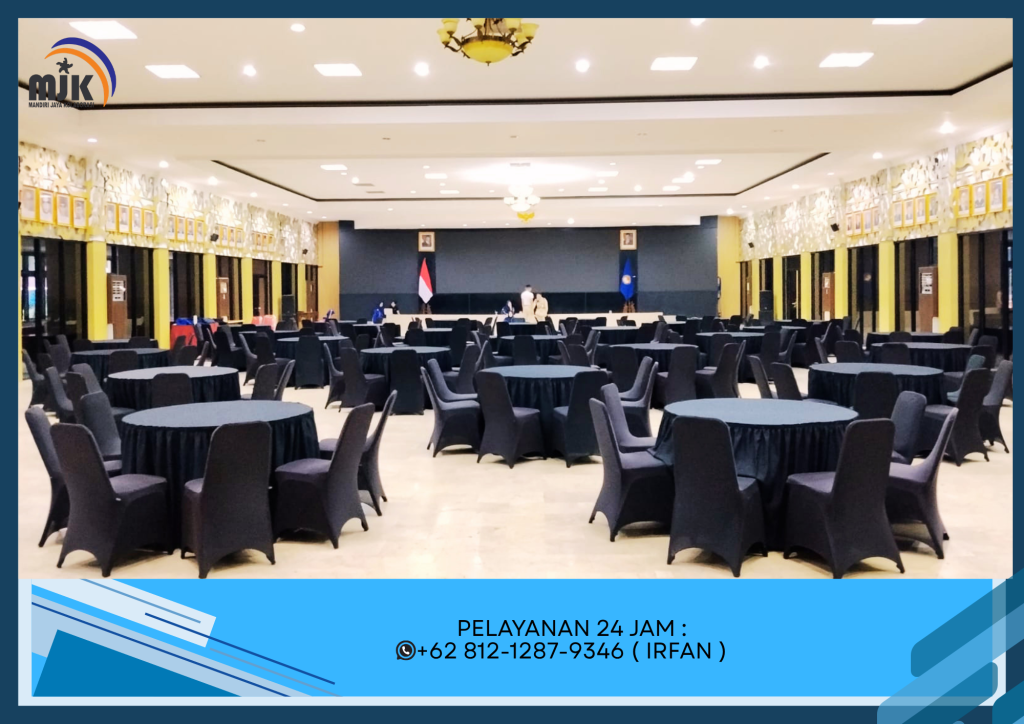 Rental Round Tabale Skirting Hitam,Kursi Cover Hitam Jakarta