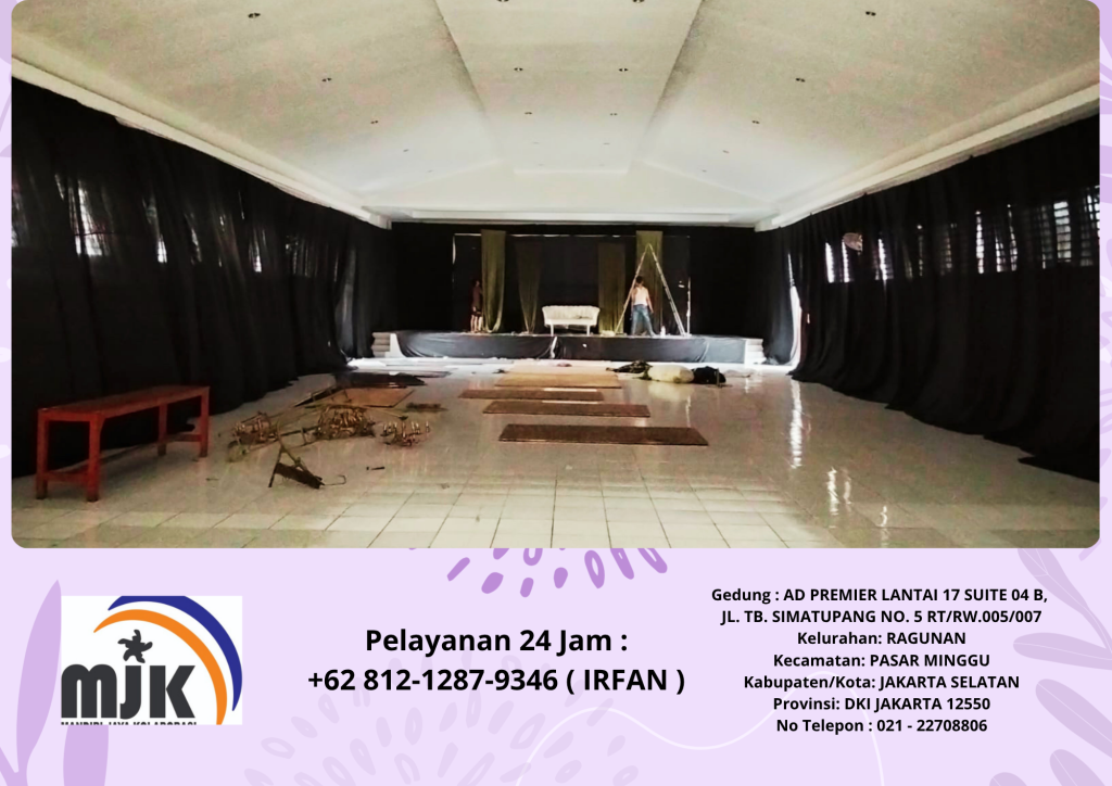 Sewa Black Curtain Lotto Event Gedung dharmais Bekasi