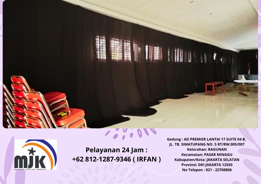 Sewa Black Curtain Lotto Event Gedung dharmais Bekasi