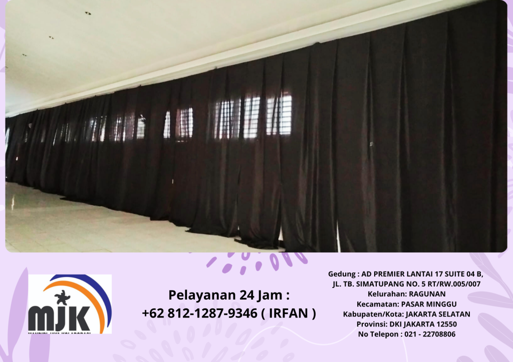 Sewa Black Curtain Lotto Event Gedung dharmais Bekasi
