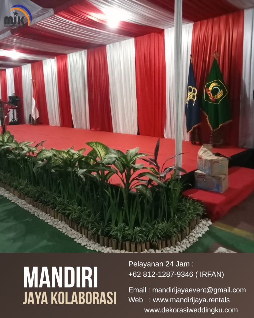 Sewa Meja Konsol,Panggung,Tirai Merah Putih Bogor