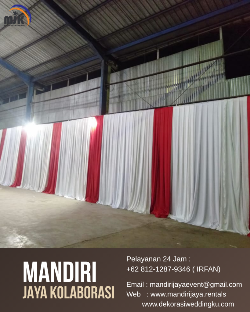 Sewa Meja Konsol,Panggung,Tirai Merah Putih Bogor
