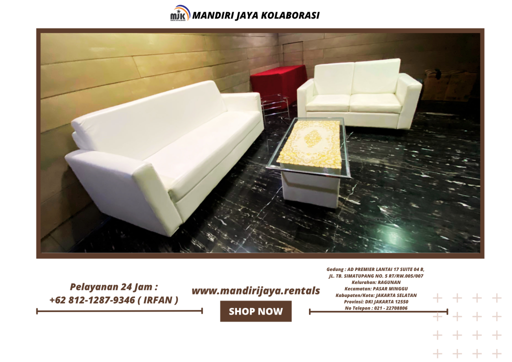 Sewa Sofa Double Putih, Meja VIP Kaca Di Jakarta