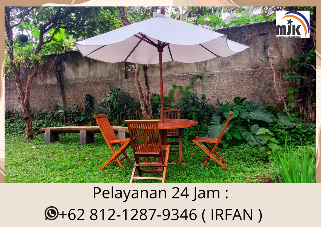 Sewa Tenda Parasol Putih Kuris kayu Jati Premium Bekasi