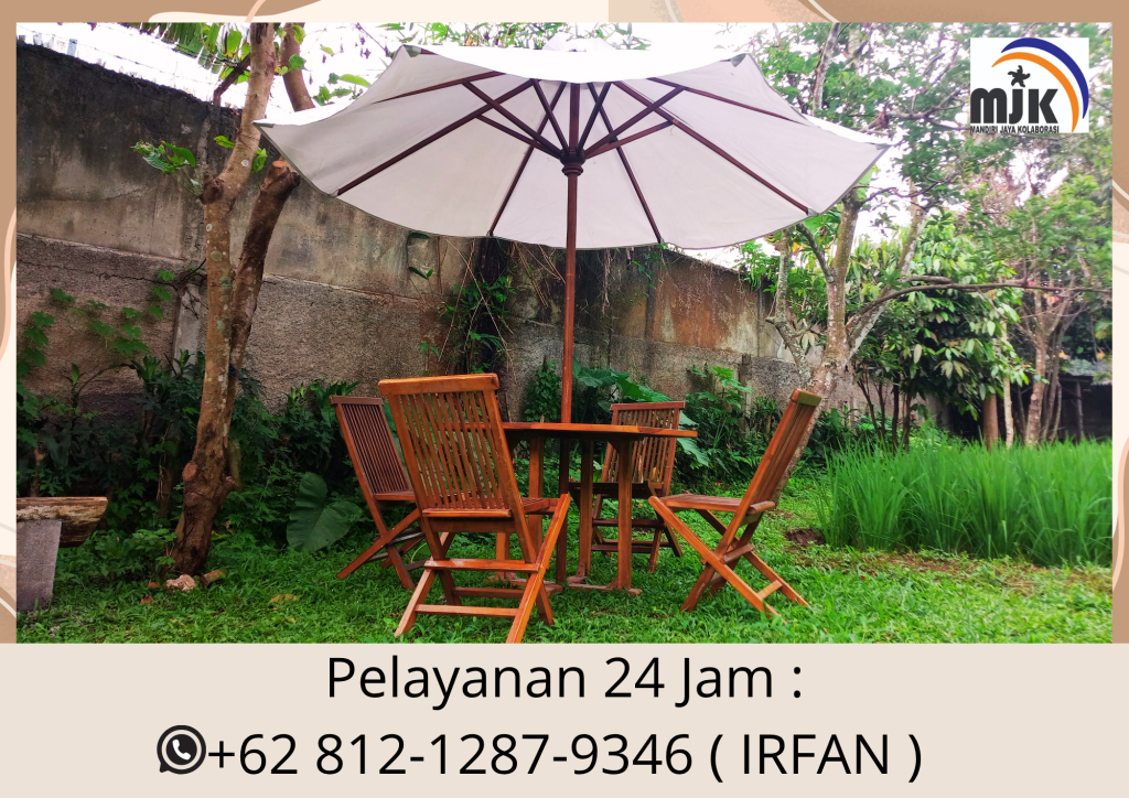 Sewa Tenda Parasol Putih Kuris kayu Jati Premium Bekasi