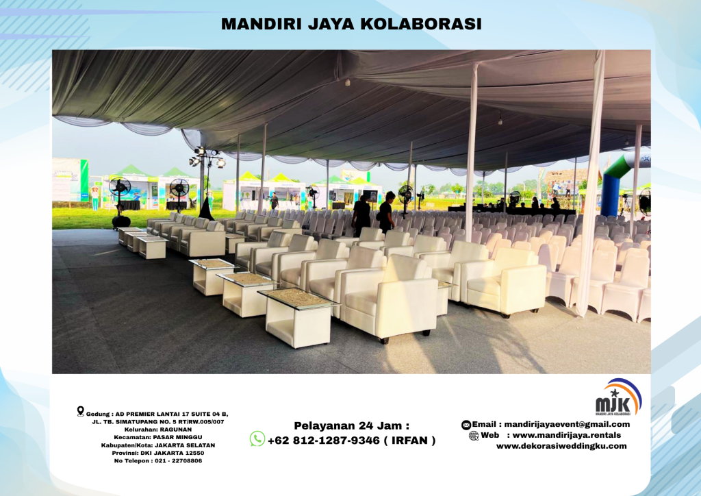 Sewa Tenda Serut,Meja VIP Kaca VIP,Sofa Area Bekasi
