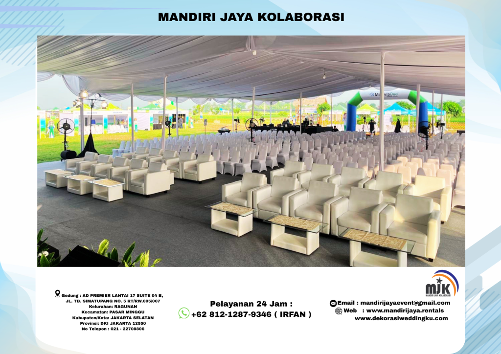 Sewa Tenda Serut,Meja VIP Kaca VIP,Sofa Area Bekasi
