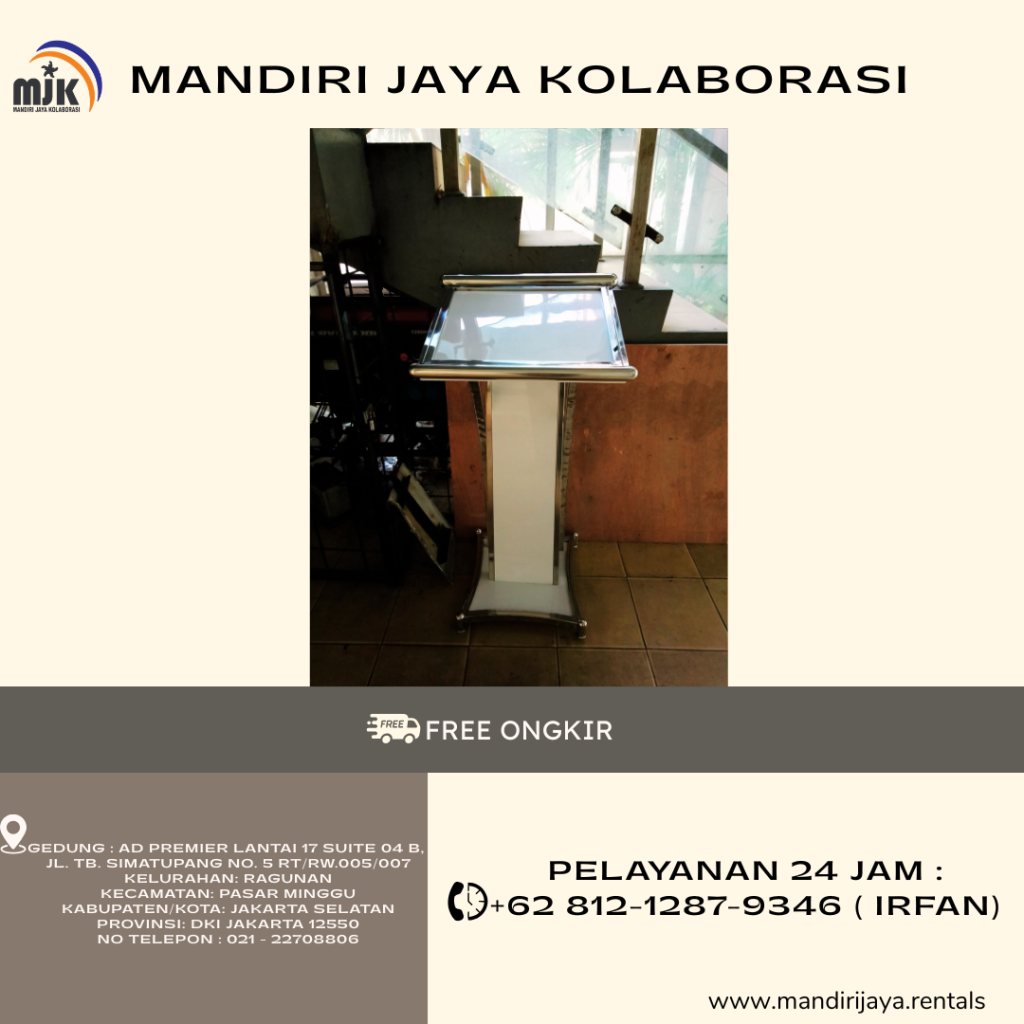 Rental Backdrop,Panggung,Podium putih frame stainless Jakarta