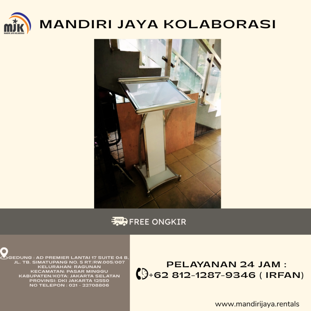 Rental Backdrop,Panggung,Podium putih frame stainless Jakarta