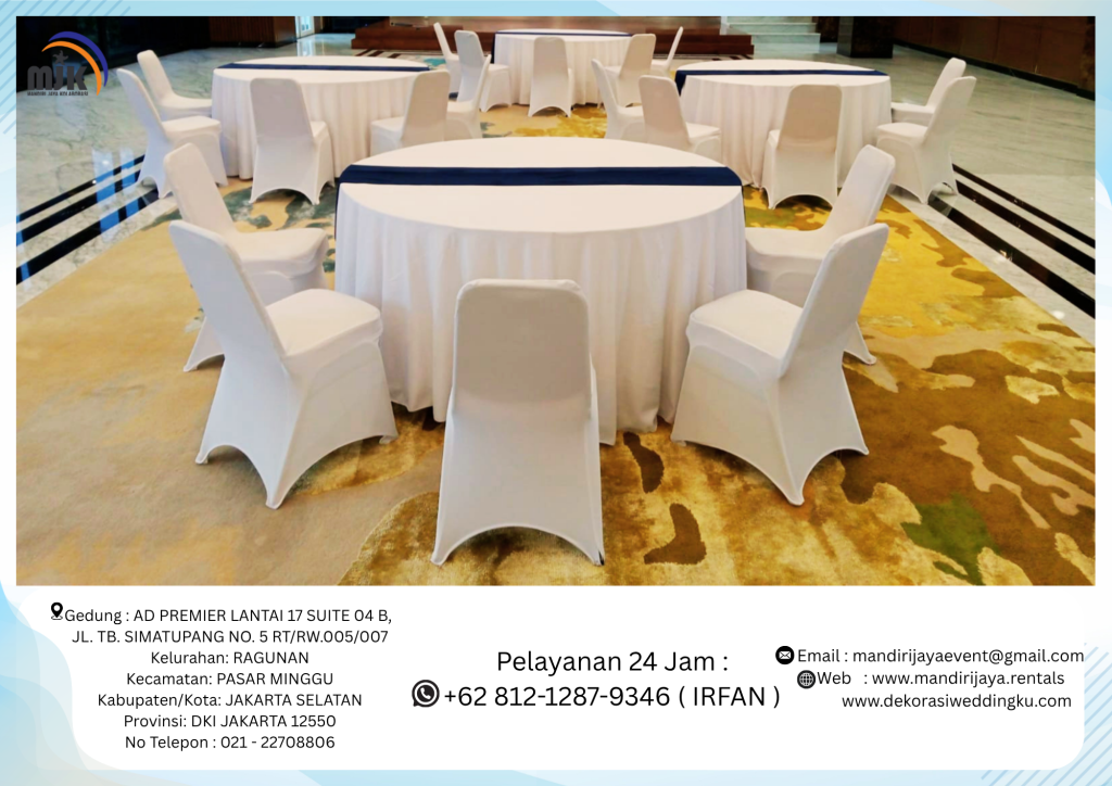 Rental Kursi Meja Bundar Cover Lengkap Area Karawang