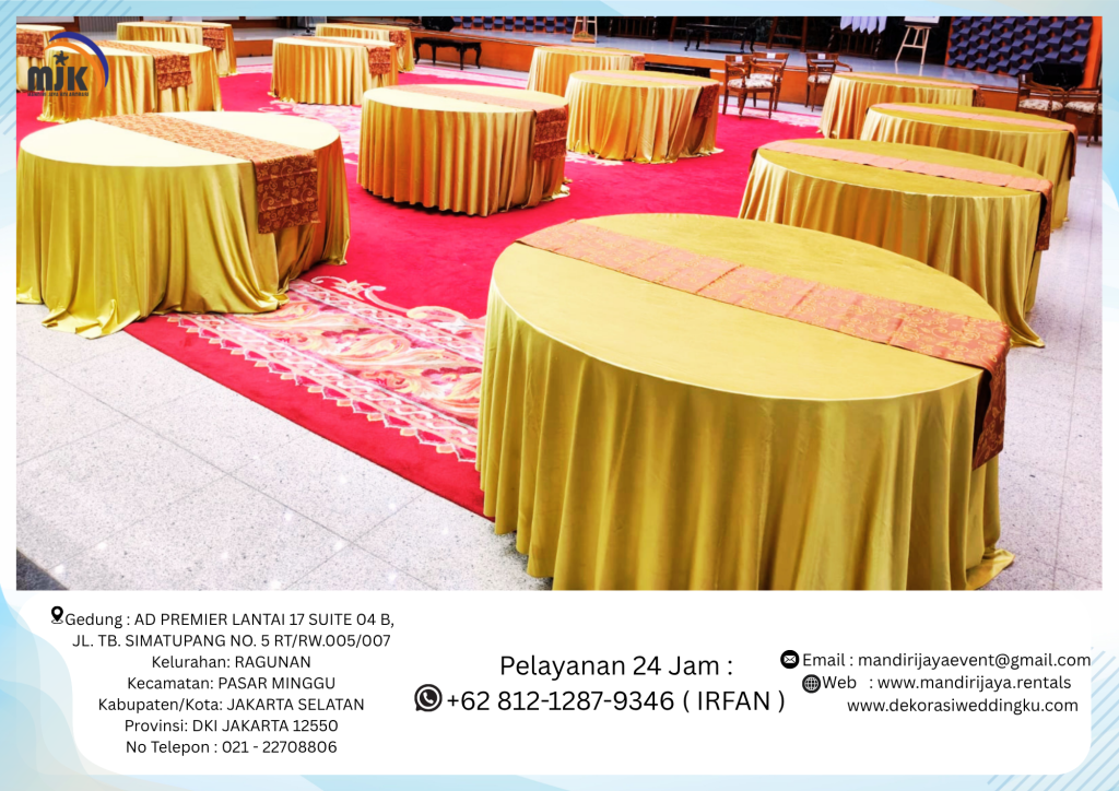 Rental Kursi Meja Bundar Cover Lengkap Area Karawang