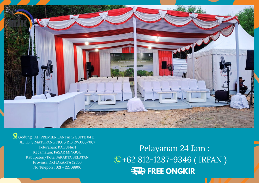 Rental Tenda Dekorasi Kain Putih merah Bekasi