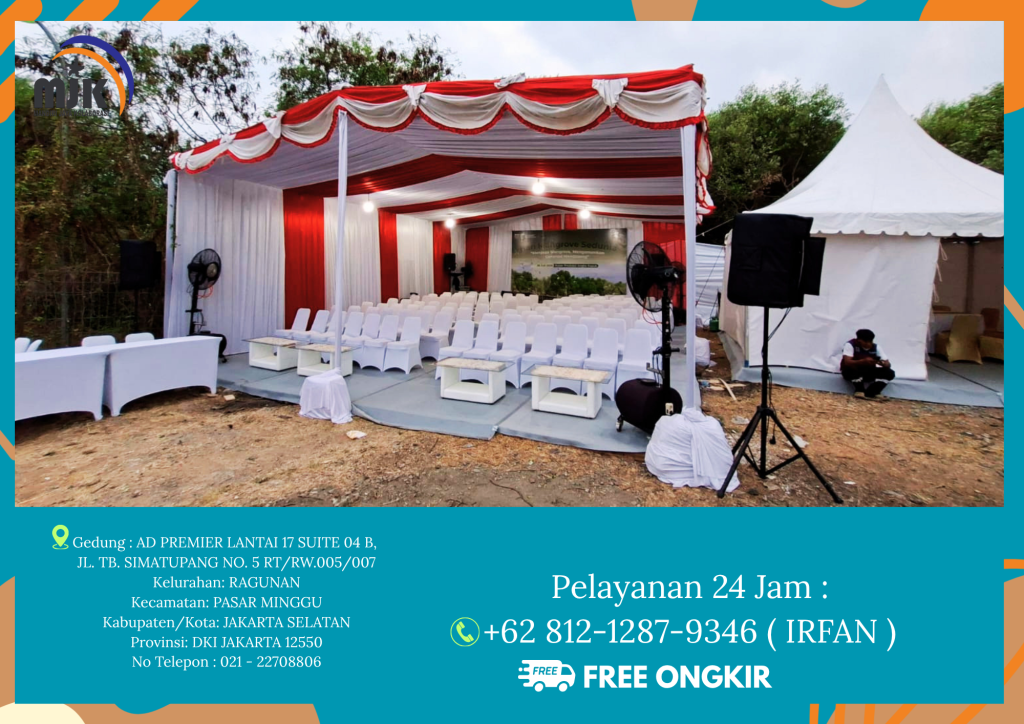 Rental Tenda Dekorasi Kain Putih merah Bekasi