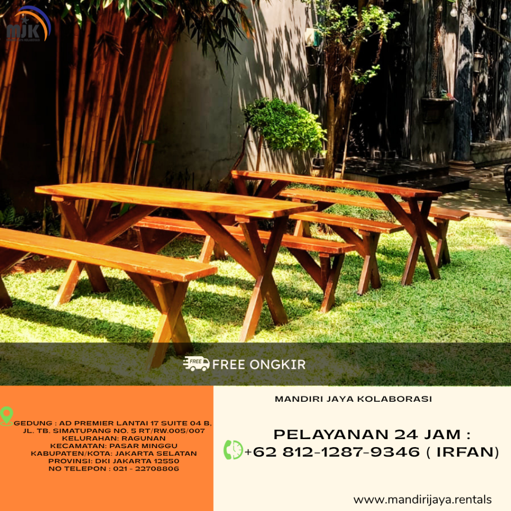 Sewa Meja Bangku Taman Kayu Jati Area Bekasi