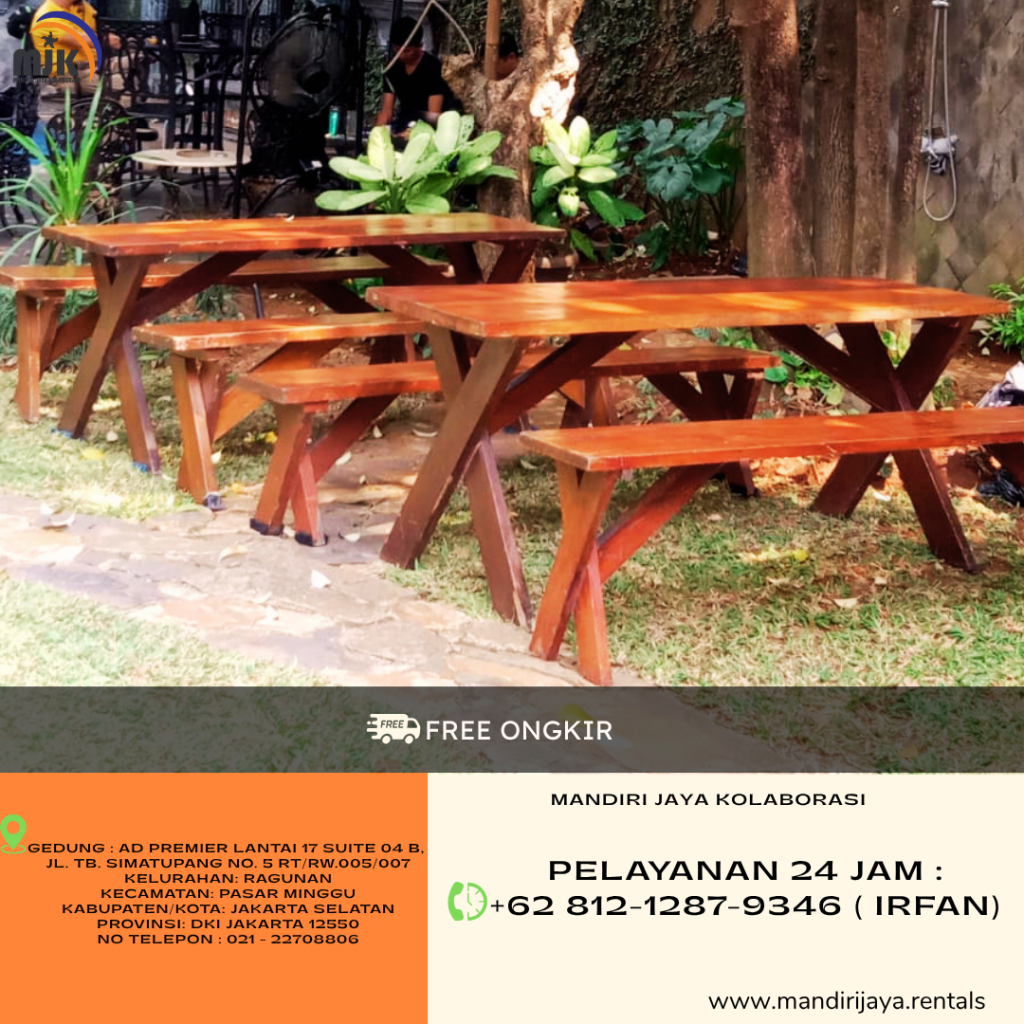 Sewa Meja Bangku Taman Kayu Jati Area Bekasi
