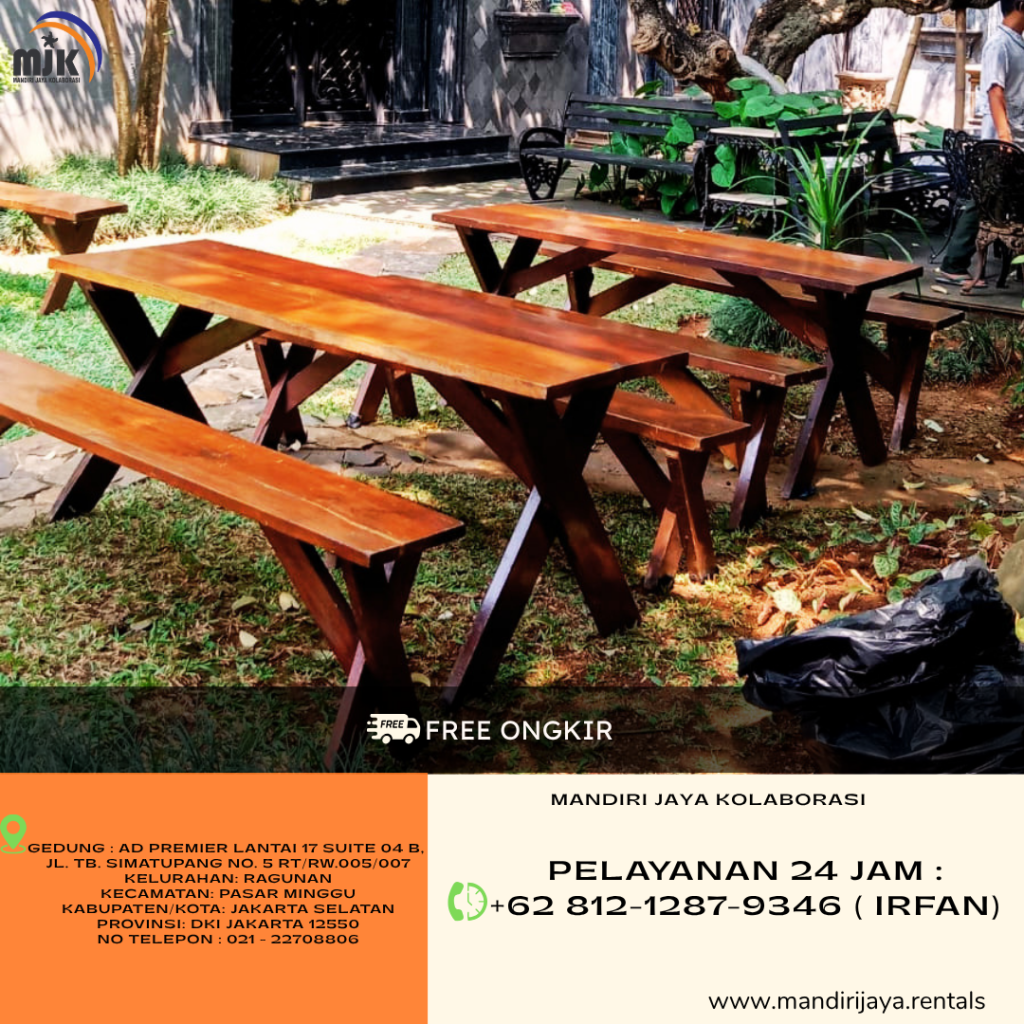 Sewa Meja Bangku Taman Kayu Jati Area Bekasi