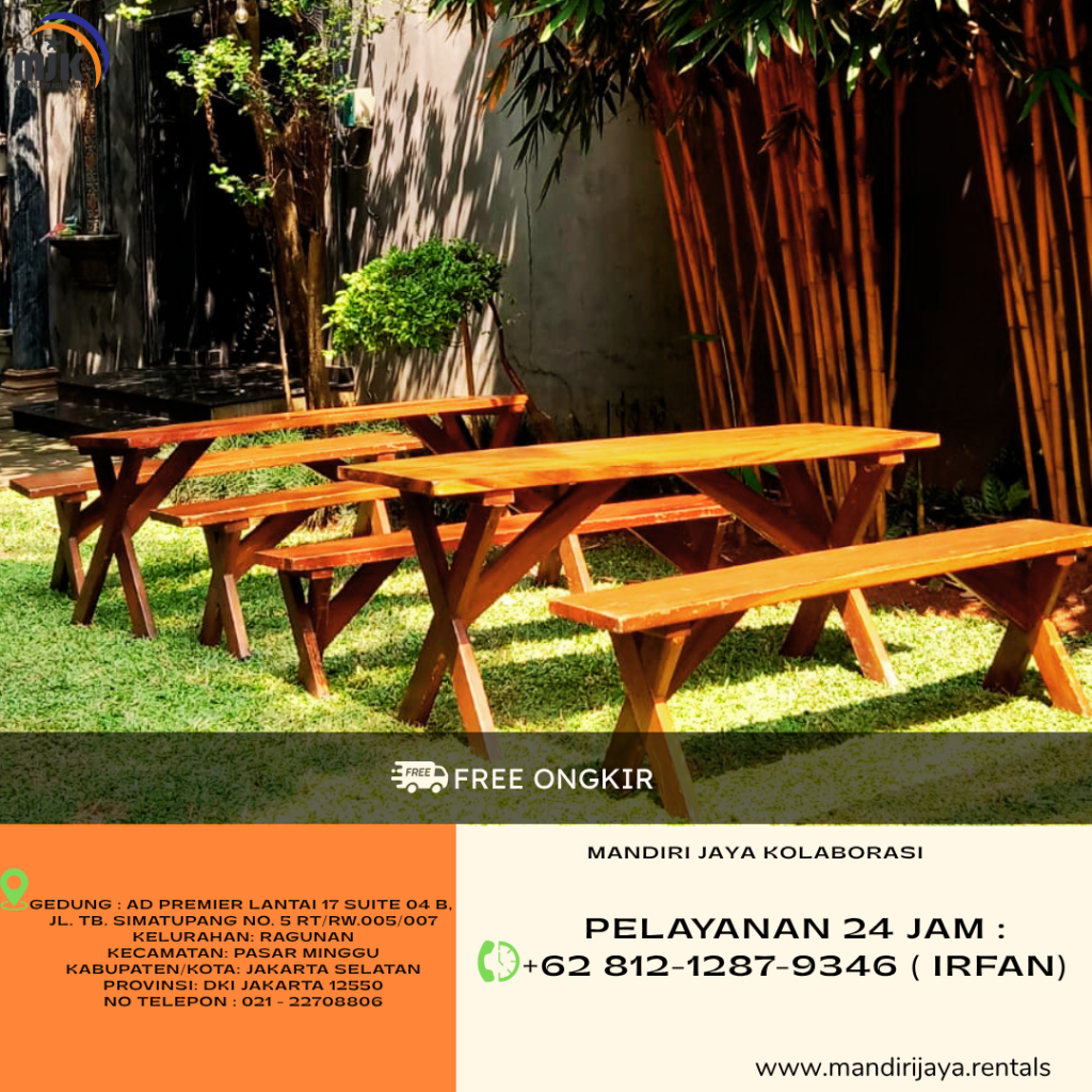Sewa Meja Bangku Taman Kayu Jati Area Bekasi