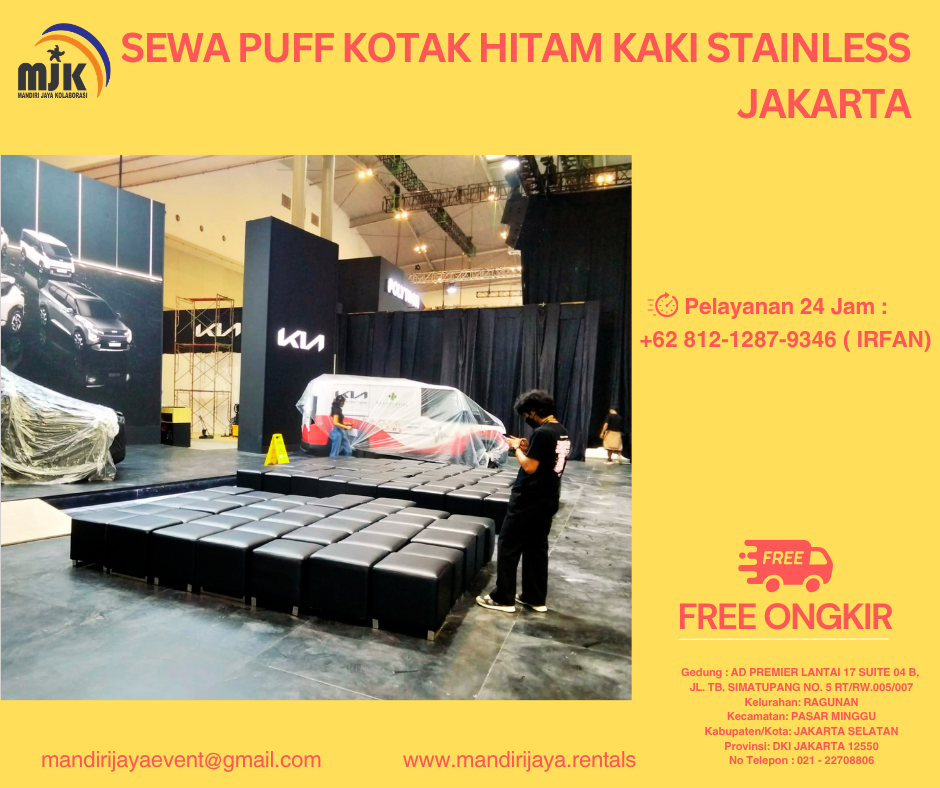 Sewa Puff Kotak Hitam Kaki Stainless Jakarta