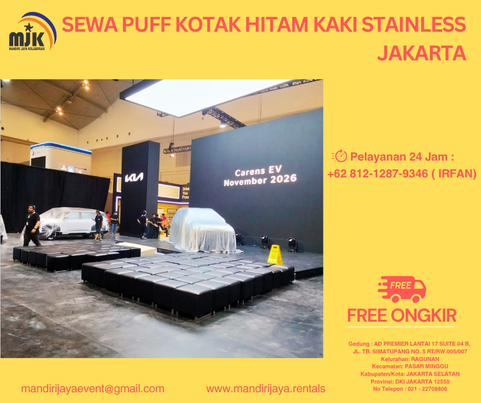 Sewa Puff Kotak Hitam Kaki Stainless Jakarta