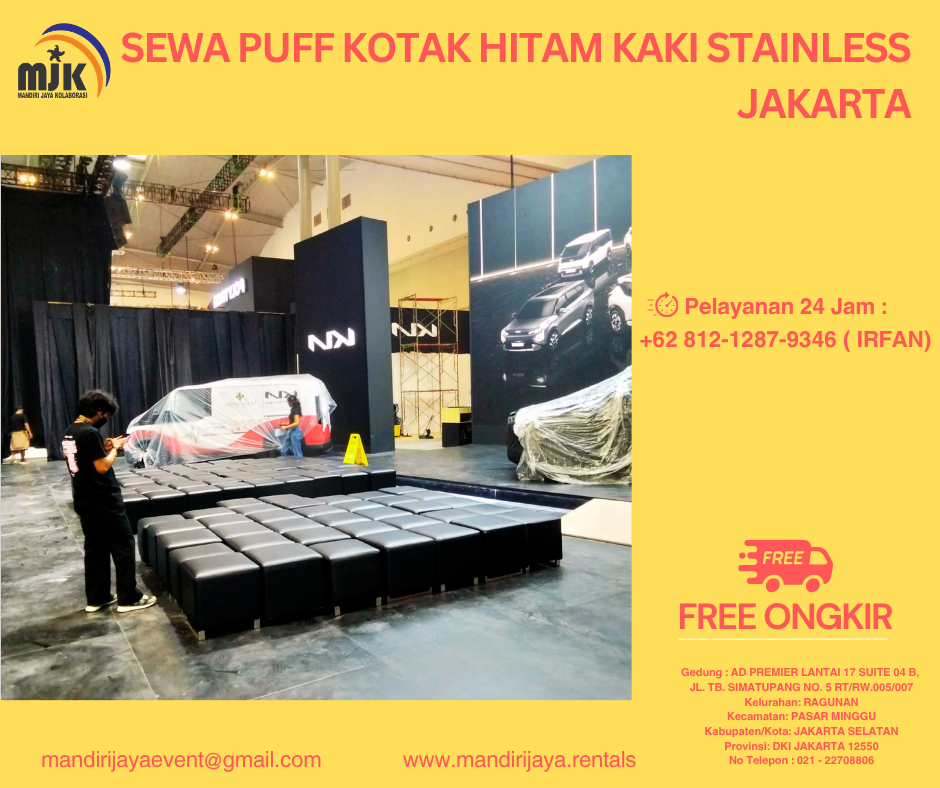 Sewa Puff Kotak Hitam Kaki Stainless Jakarta