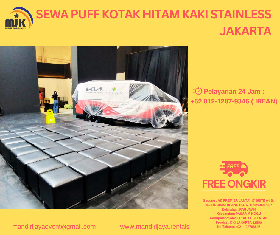 Sewa Puff Kotak Hitam Kaki Stainless Jakarta