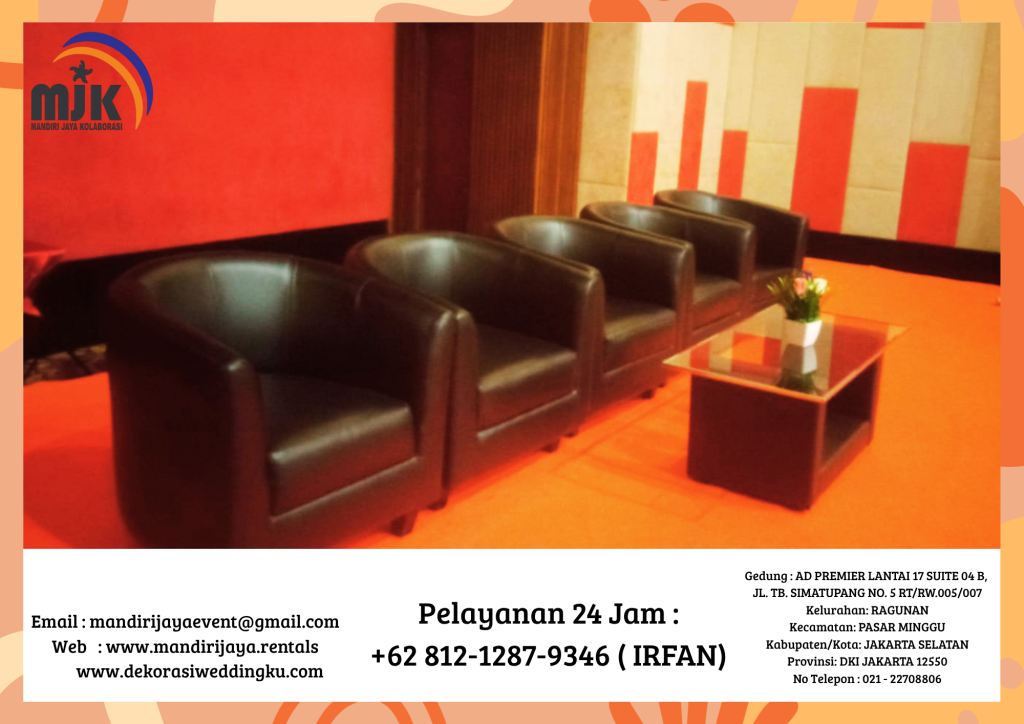 Sewa Sofa Oval Hitam,Meja Vip Kaca Jakarta