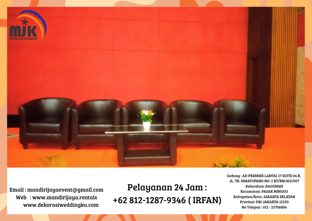 Sewa Sofa Oval Hitam,Meja Vip Kaca Jakarta