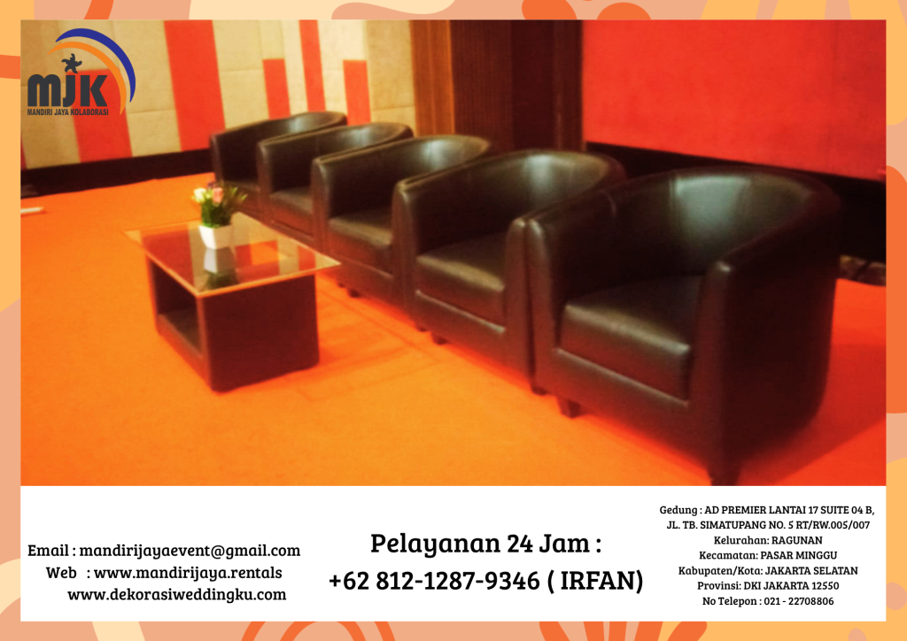 Sewa Sofa Oval Hitam,Meja Vip Kaca Jakarta